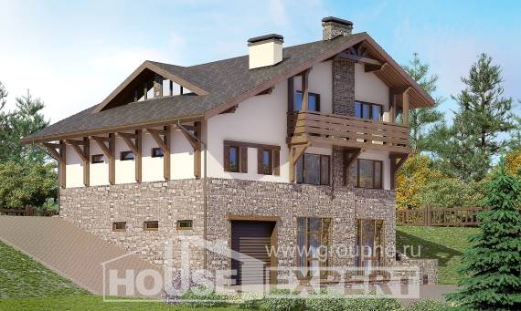 305-002-Л Проект трехэтажного дома с мансардой, огромный коттедж из кирпича Ядрин, House Expert