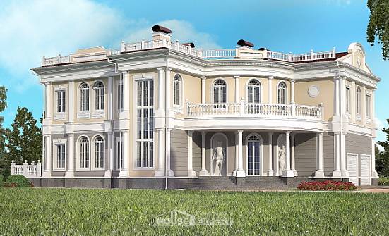 505-001-П Проект двухэтажного дома и гаражом, огромный загородный дом из блока Ядрин | Проекты домов от House Expert