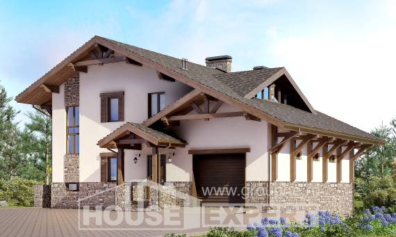 305-002-Л Проект трехэтажного дома с мансардой, классический домик из кирпича Канаш, House Expert
