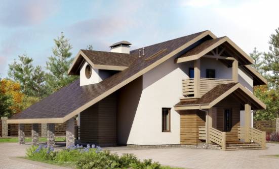 155-010-Л Проект двухэтажного дома мансардой и гаражом, доступный домик из арболита Ядрин | Проекты домов от House Expert