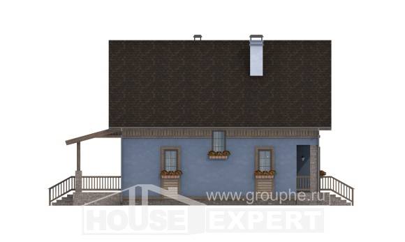 130-003-Л Проект двухэтажного дома с мансардным этажом, компактный коттедж из поризованных блоков Ядрин, House Expert