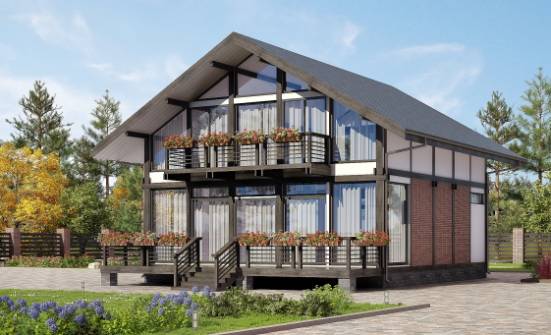170-007-П Проект двухэтажного дома мансардный этаж, бюджетный загородный дом из бревен Ядрин | Проекты домов от House Expert