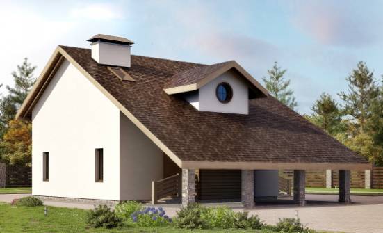155-010-Л Проект двухэтажного дома мансардой и гаражом, доступный домик из арболита Ядрин | Проекты домов от House Expert
