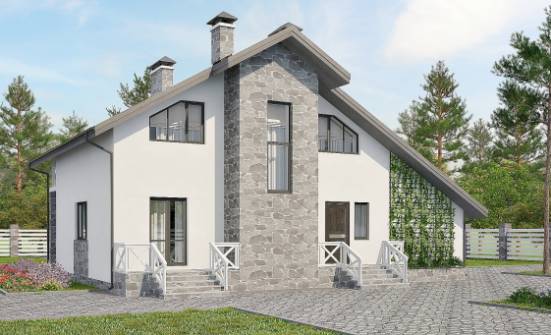 180-017-Л Проект двухэтажного дома с мансардой и гаражом, простой загородный дом из газобетона Шумерля | Проекты домов от House Expert