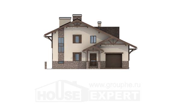 305-002-Л Проект трехэтажного дома с мансардным этажом, современный дом из кирпича Шумерля, House Expert