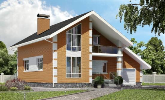 190-006-П Проект двухэтажного дома мансардой и гаражом, современный домик из блока Алатырь | Проекты домов от House Expert