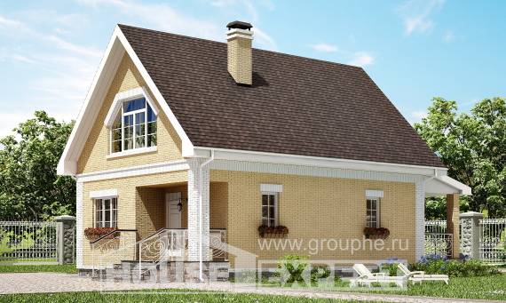 130-004-П Проект двухэтажного дома мансардой, скромный загородный дом из арболита Новочебоксарск, House Expert