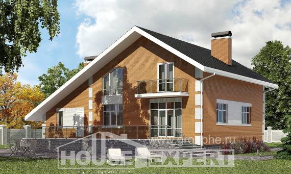 190-006-П Проект двухэтажного дома с мансардой, гараж, классический домик из бризолита Ядрин, House Expert