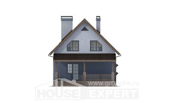 130-003-Л Проект двухэтажного дома с мансардным этажом, скромный дом из газосиликатных блоков Канаш, House Expert