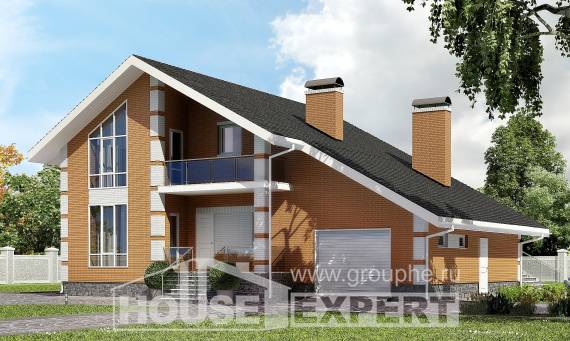 190-006-П Проект двухэтажного дома мансардный этаж и гаражом, средний домик из поризованных блоков Ядрин, House Expert