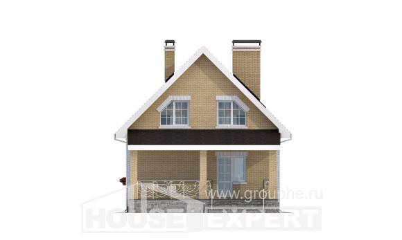 130-004-П Проект двухэтажного дома с мансардой, небольшой загородный дом из блока Канаш, House Expert