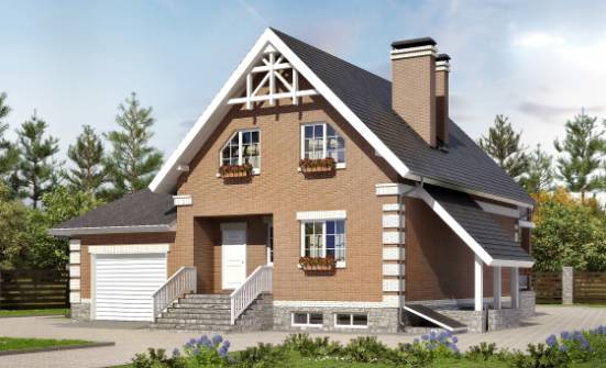 200-009-Л Проект трехэтажного дома мансардой, гараж, классический домик из твинблока Алатырь | Проекты домов от House Expert