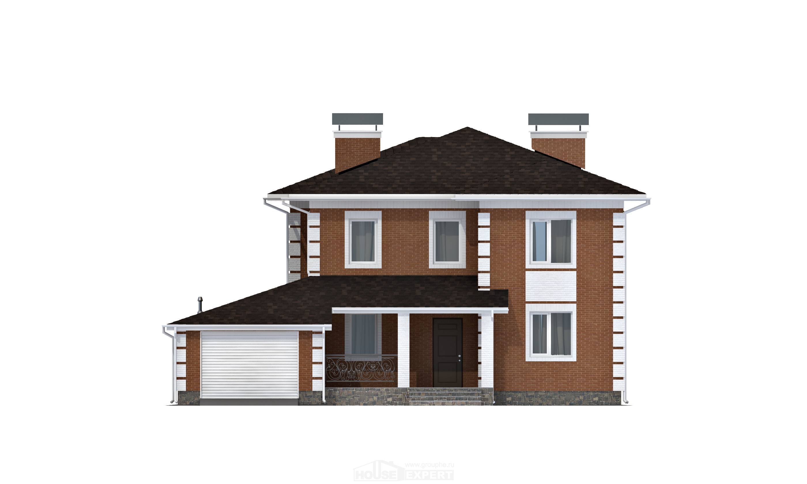 220-004-Л Проект двухэтажного дома и гаражом, средний загородный дом из кирпича Ядрин, House Expert