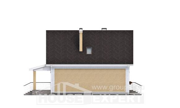 130-004-П Проект двухэтажного дома с мансардным этажом, бюджетный домик из поризованных блоков Алатырь, House Expert